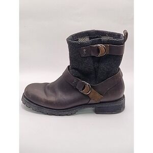 Woolrich Womens Leather & Wool Moto Boots US 8 EU 38.5 Brown Ankle Booties Fall
